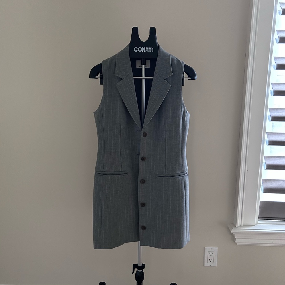 NEW Babaton Gray Tailored Vest Dress with Lapel Collar